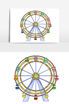 手绘儿童节游乐园摩天轮