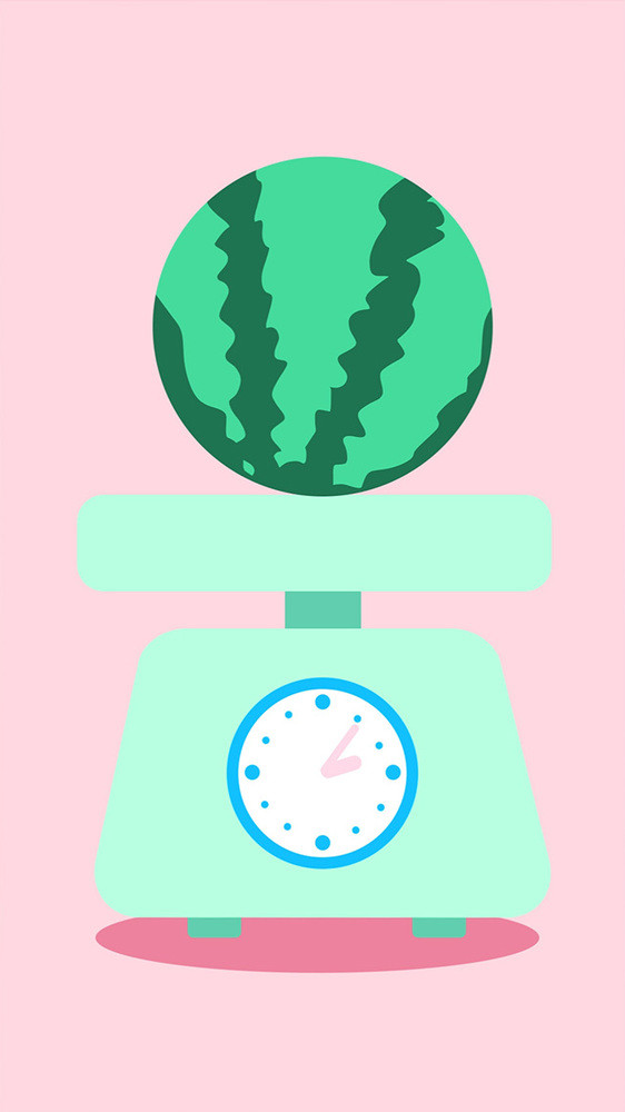 粉色卡通秤子称西瓜gif动态插画动图