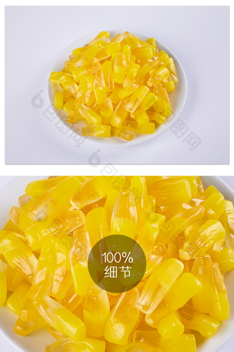 软糖黄色透明可乐白底零食美食摄影图片