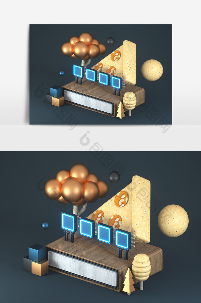 C4D立体简约创意电商促销装饰元素