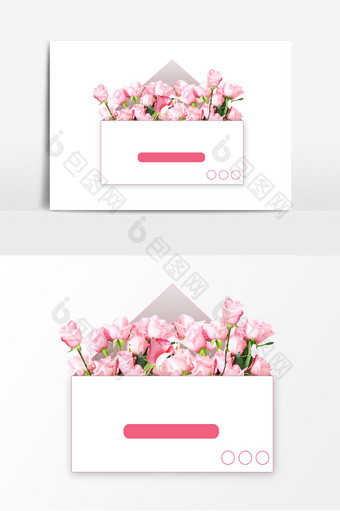 母亲节鲜花信封边框元素图片