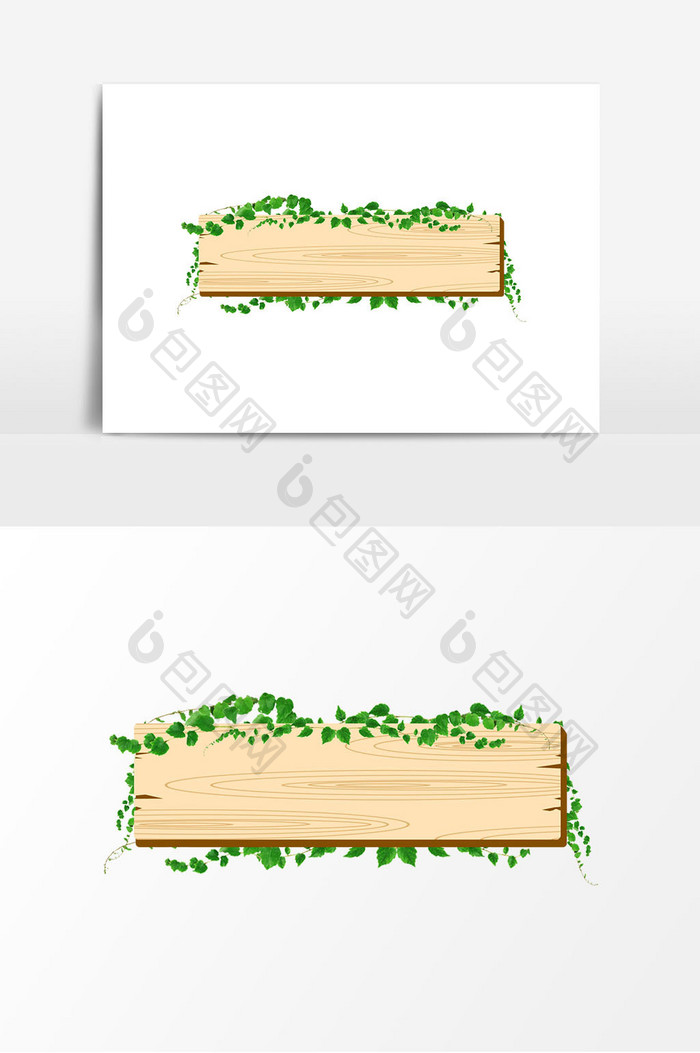 夏季夏天木质木头植物标题边框元素