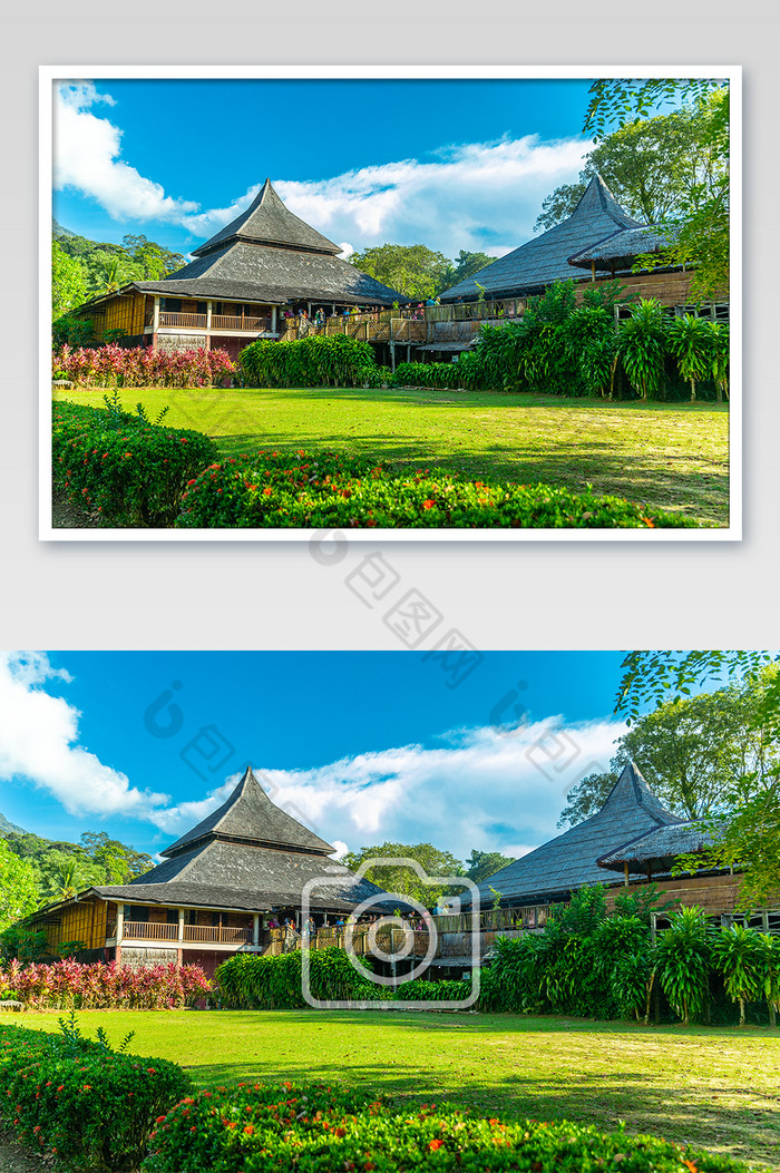 马来西亚风格建筑长屋摄影图片图片