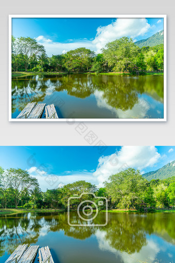 东南亚风格湖泊森林摄影图片