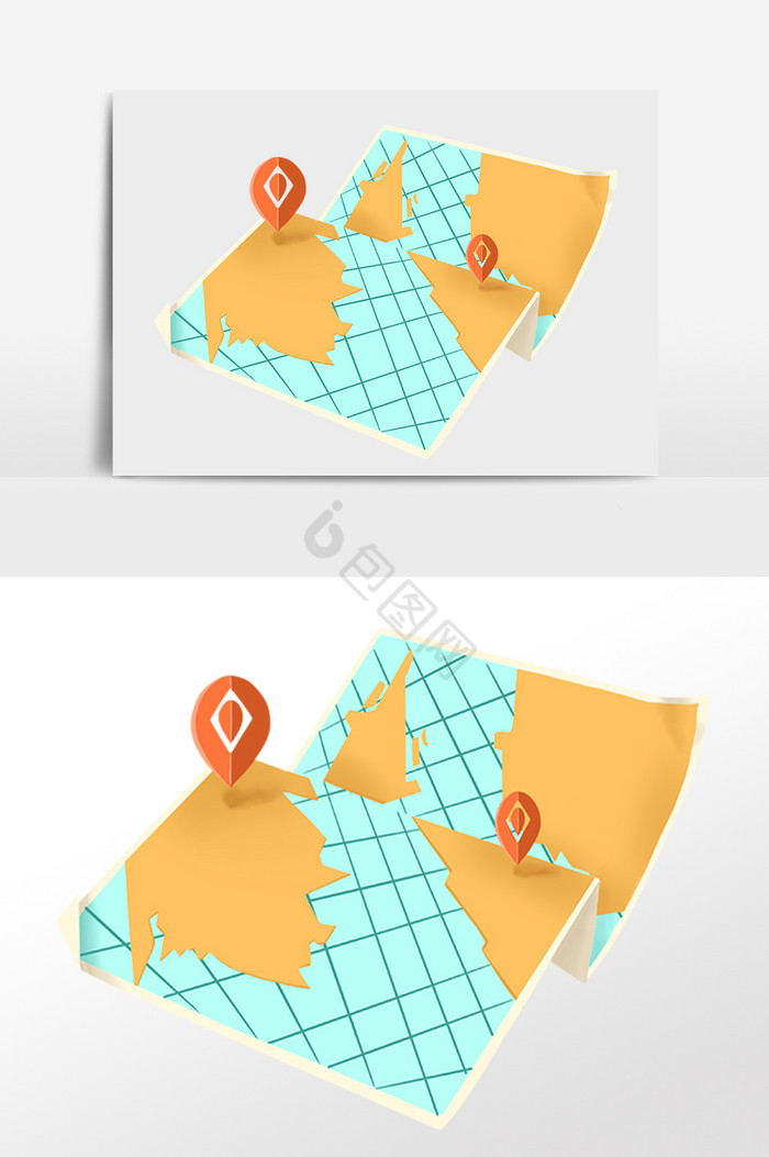 地图纸地址地图纸张插画图片