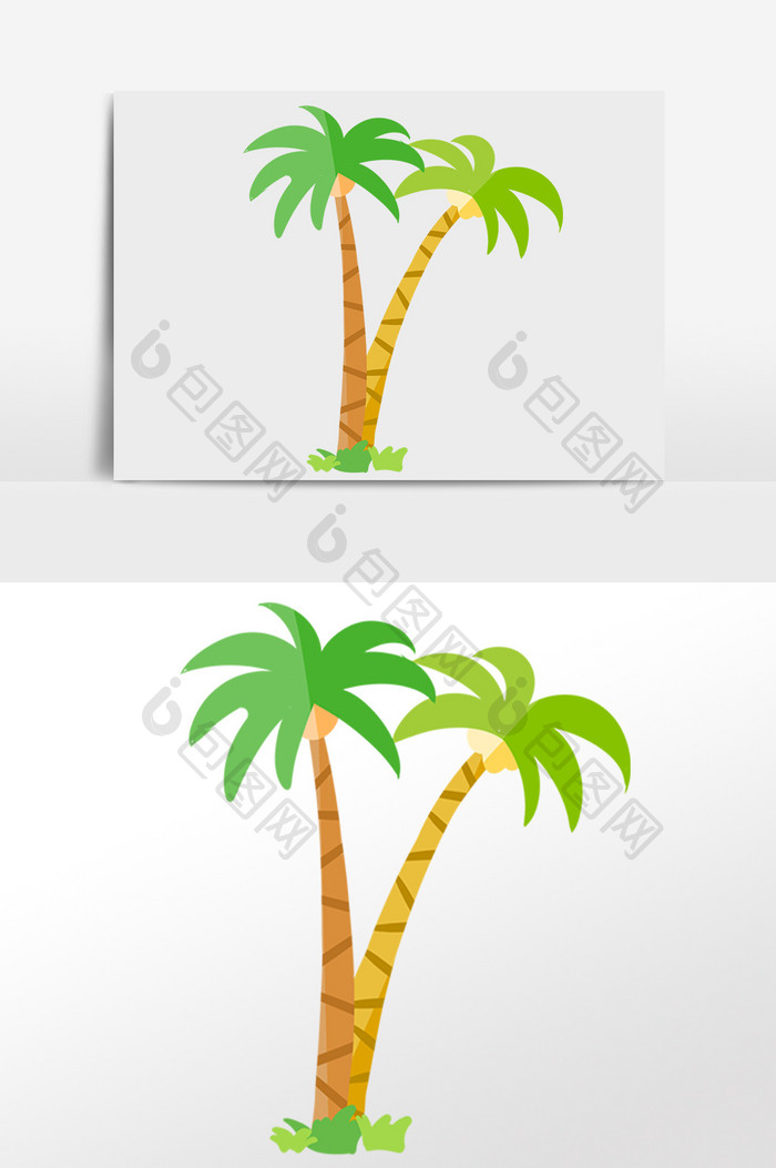 手绘海滩热带植物椰子树插画