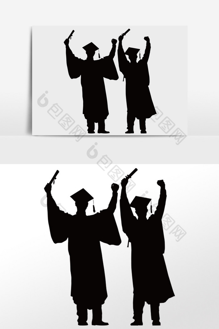 高考毕业的博士生剪影插画图片图片