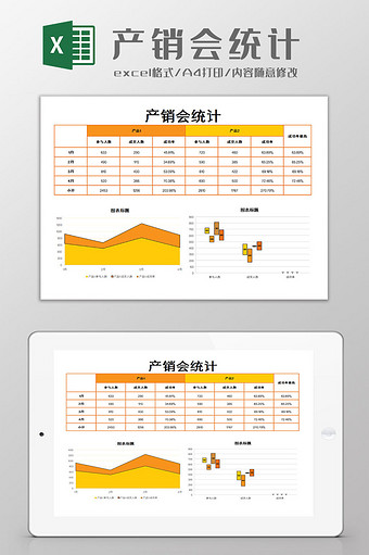 产销会统计Excel模板图片