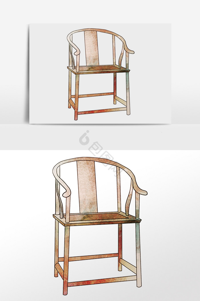 古风家具凳子靠椅椅子插画图片