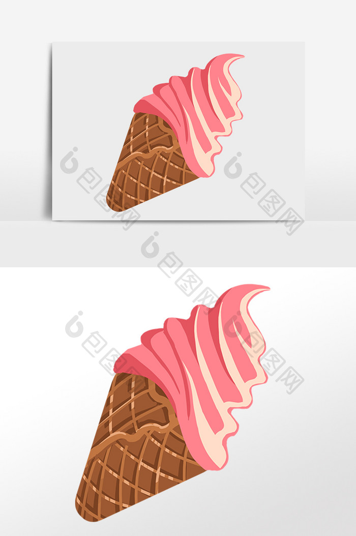 手绘夏季冷饮蛋筒冰淇淋甜点插画