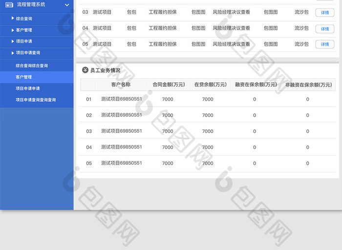 蓝色简约类金融系统待办事宜详情网页界面