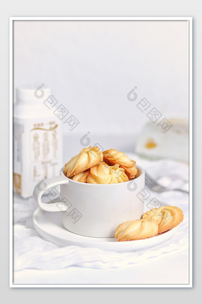 曲奇饼干早餐场景摄影图片