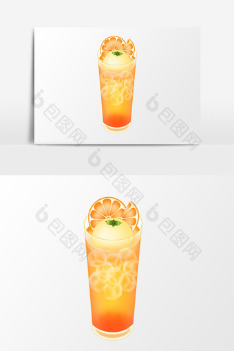 手绘创意初夏可爱夏天冷饮元素雪顶柳橙汁图片