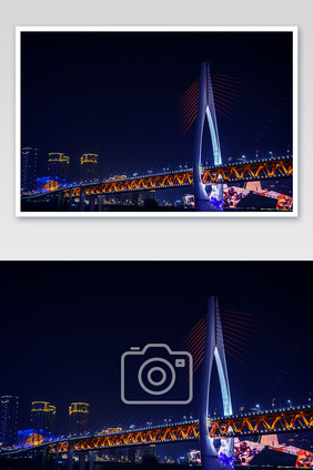 重庆嘉陵江大桥夜景摄影图