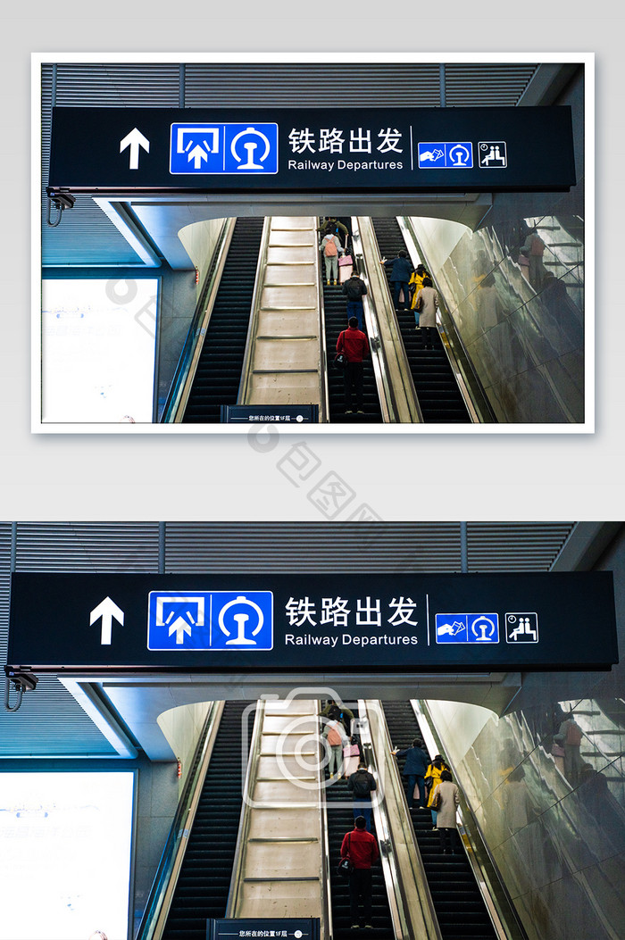 火车站电梯指示牌摄影图