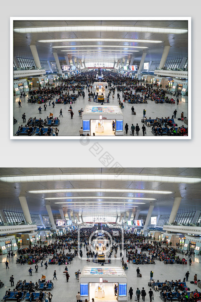 杭州火车东站候车大厅人流摄影图图片