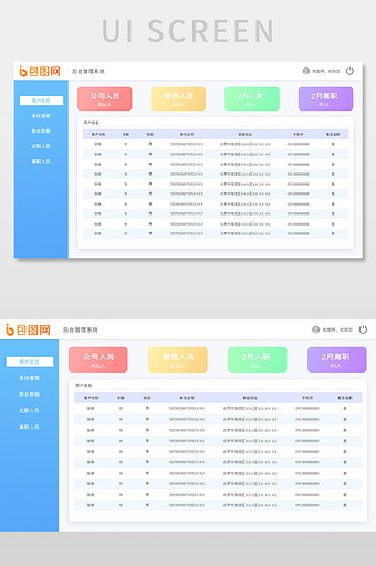 后台数据蓝色风格UI界面图片