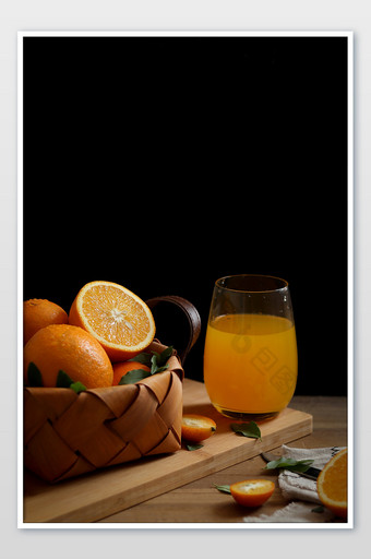 橙子橙汁鲜榨果汁摄影图片