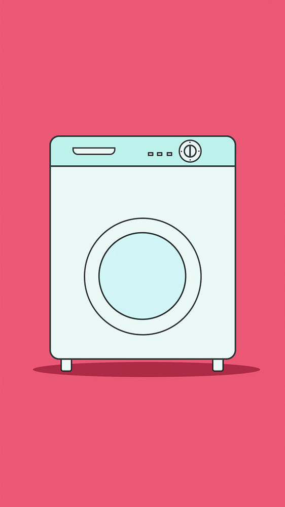 白色可爱扁平风洗衣机转动gif动画
