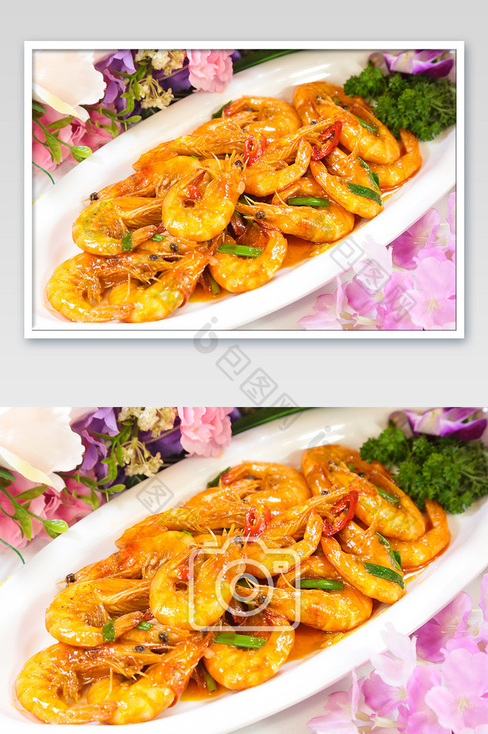 美极咖喱虾美食摄影图片