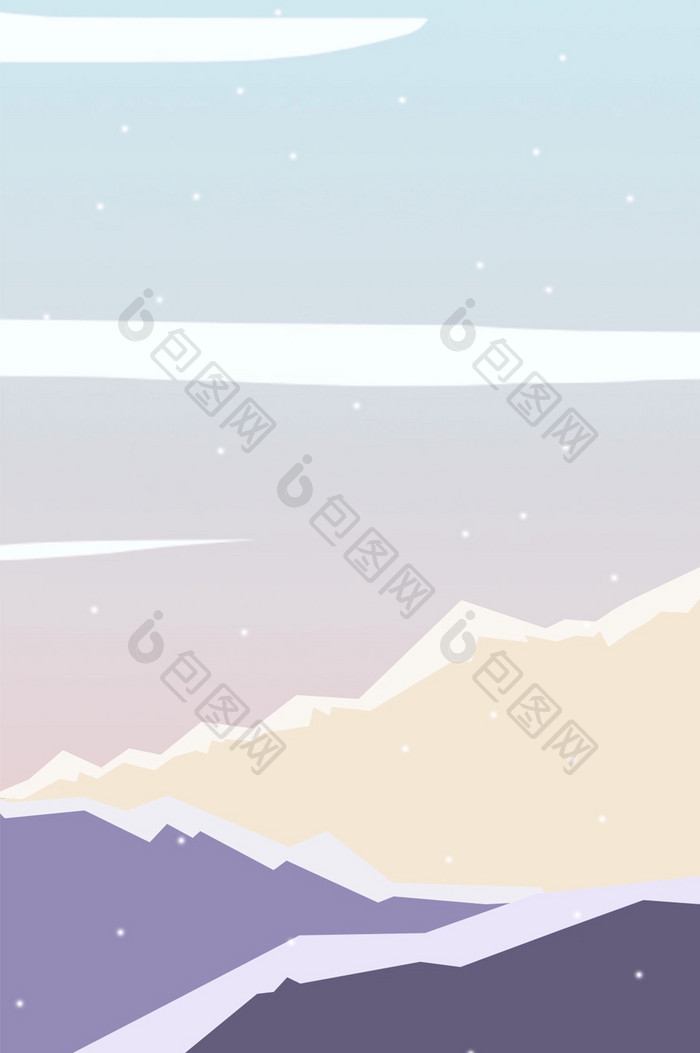 紫色安静雪山下雪动态图