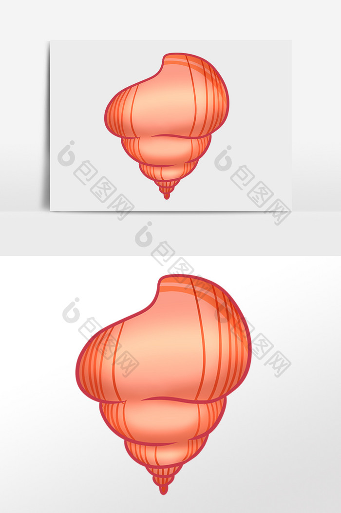 手绘卡通海洋生物红色海螺插画