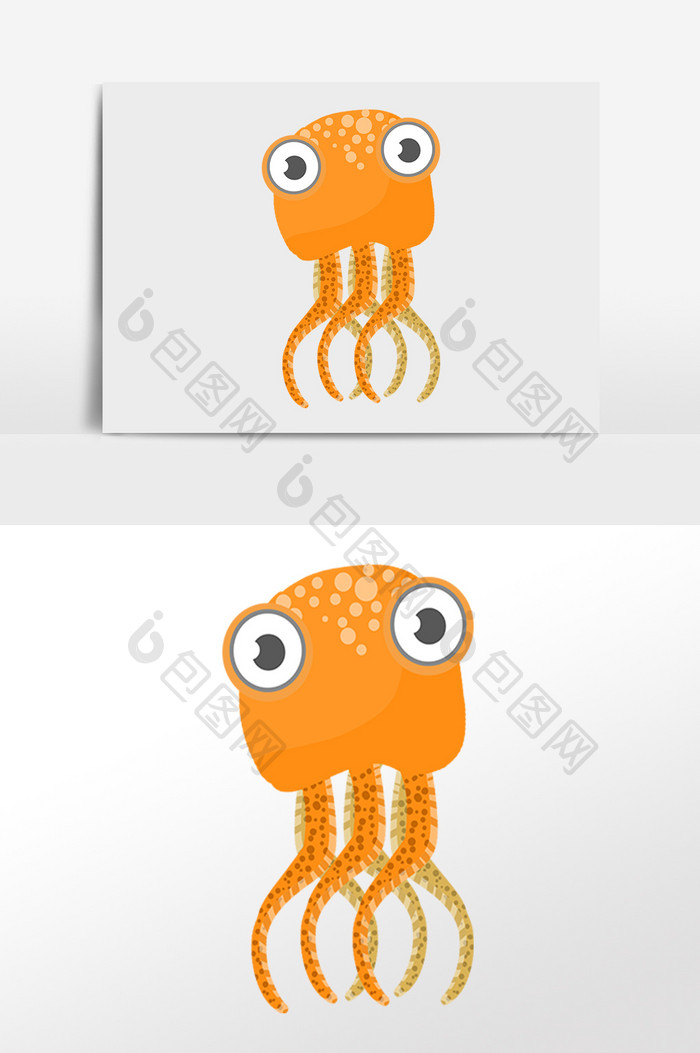 手绘卡通海洋生物海鲜章鱼插画