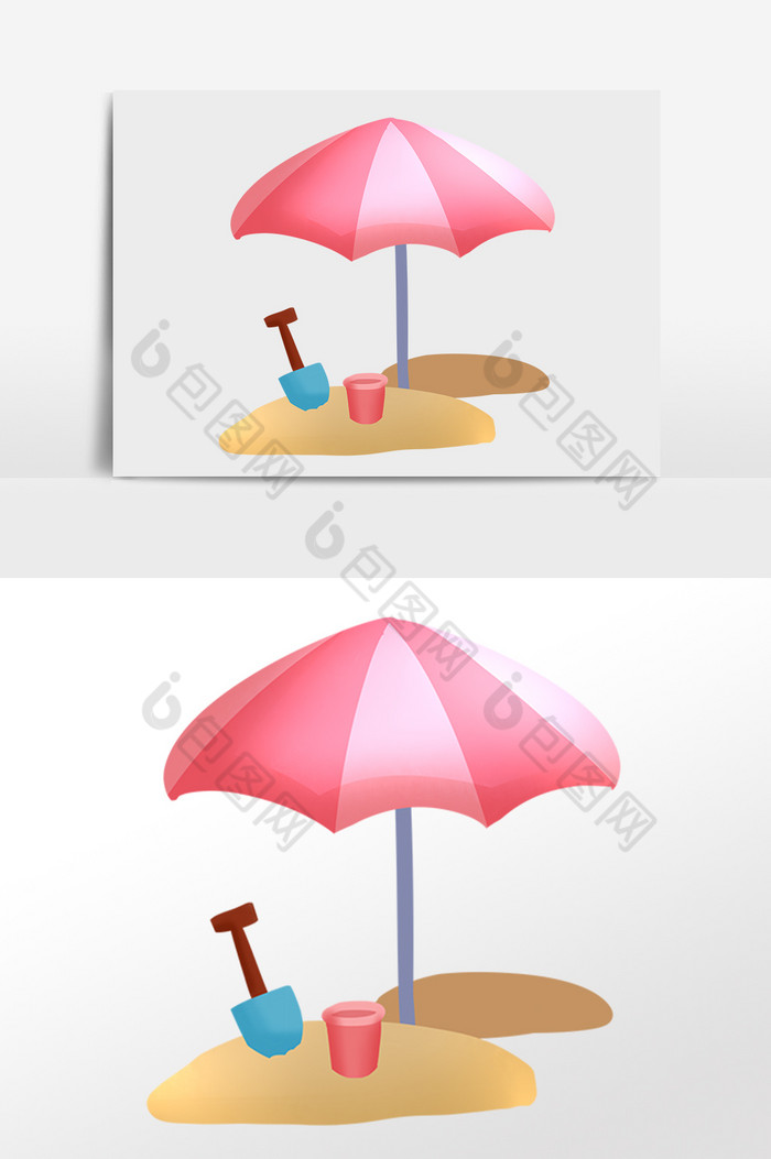 夏季海滩旅游遮阳伞沙子插画图片图片