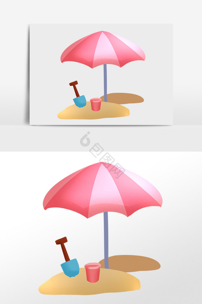 夏季海滩旅游遮阳伞沙子插画图片