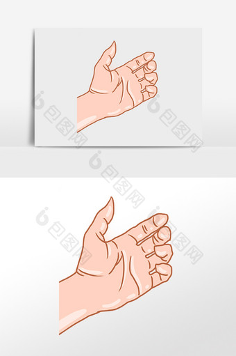 手绘手指半握手势动作插画图片