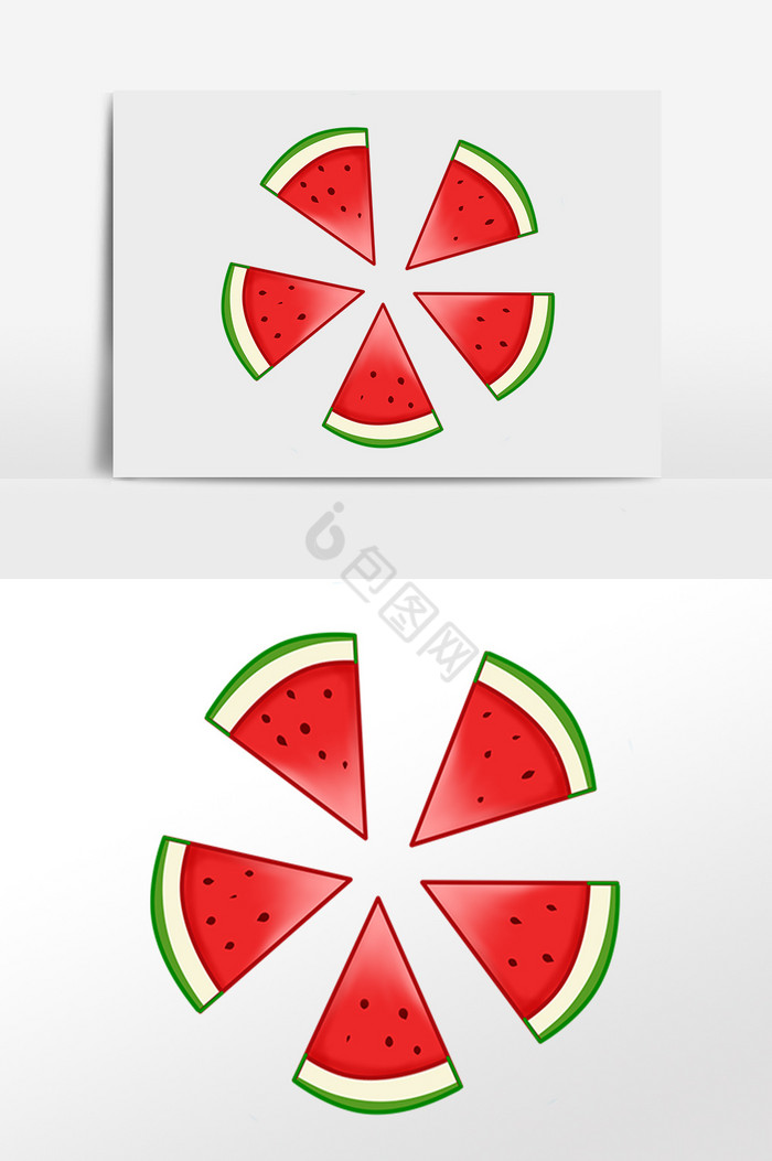 夏季新鲜水果西瓜插画图片