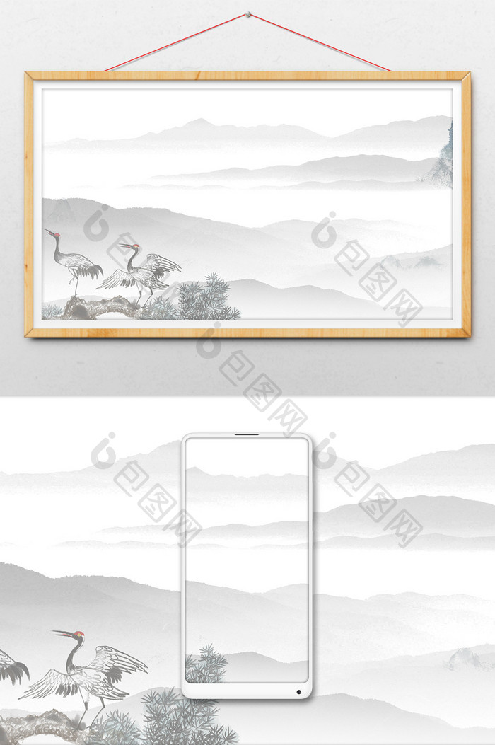 水墨山水中国风淡雅插画GIF图