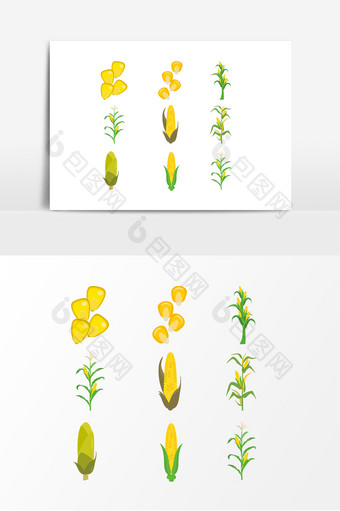 手绘黄色的玉米矢量素材图片