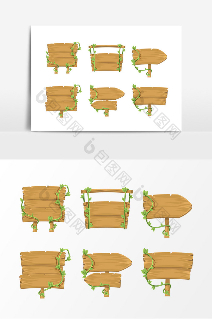 卡通木质指示牌设计素材