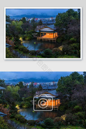 日本传统建筑庭院摄影图片