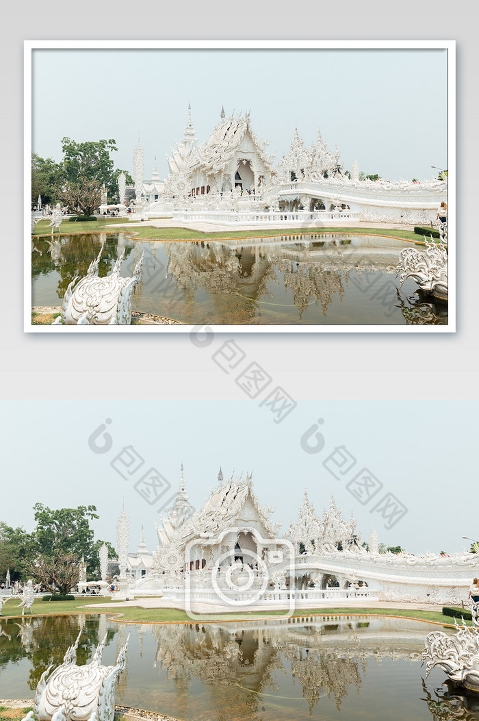 泰国白色庙宇河边摄影图片图片