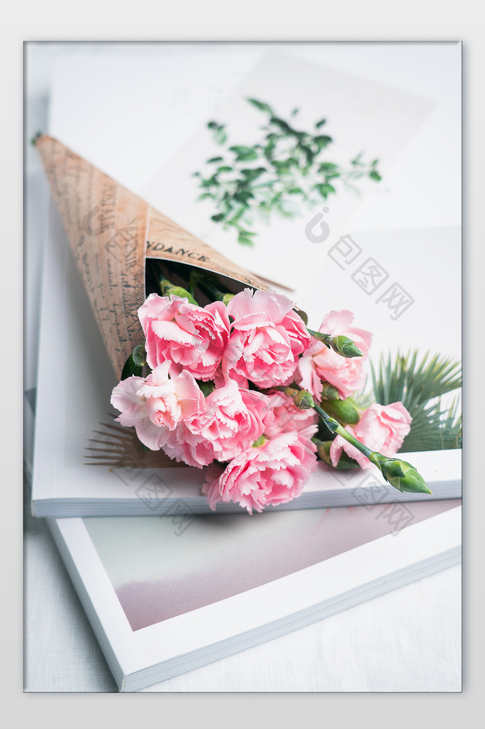 康乃馨花束礼物摄影图