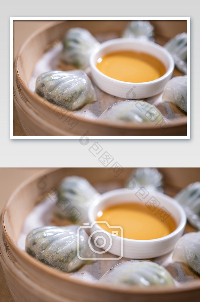 新鲜出炉水晶虾饺蒸饺美食摄影图