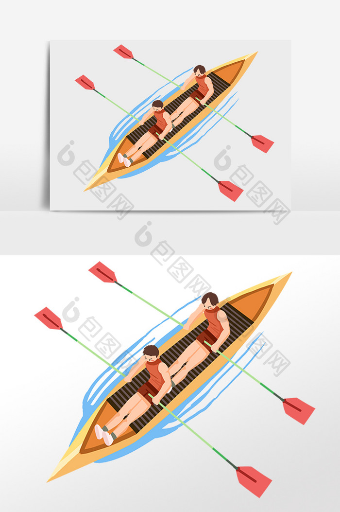 手绘水上运动划船比赛人物插画