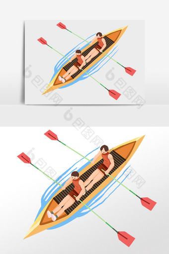 手绘水上运动划船比赛人物插画图片