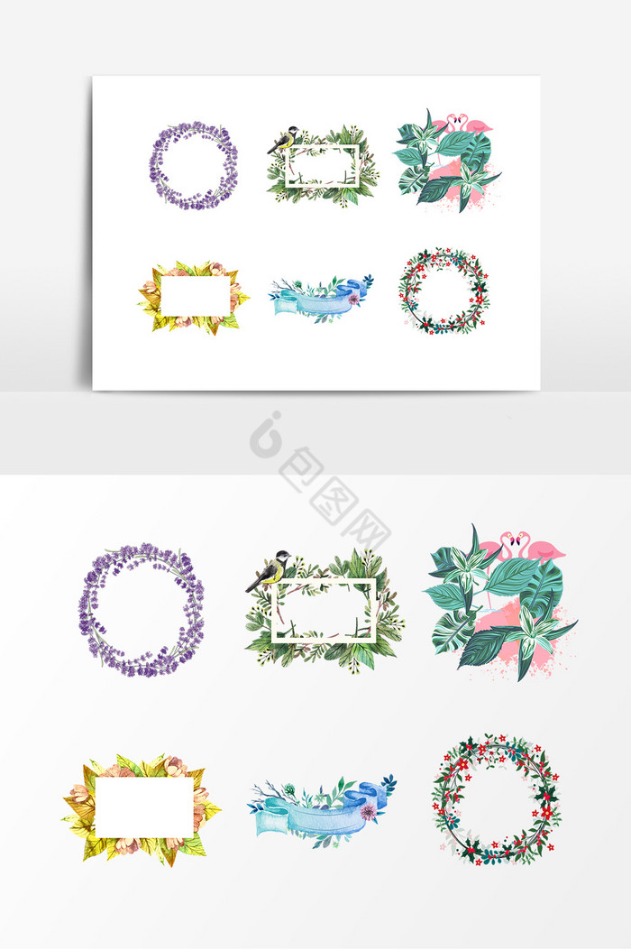 彩色植物花卉装饰边框图片