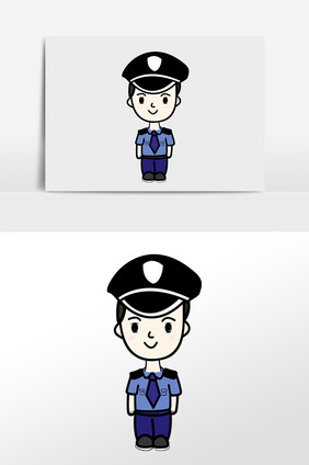 手绘卡通人民警察警务人员插画