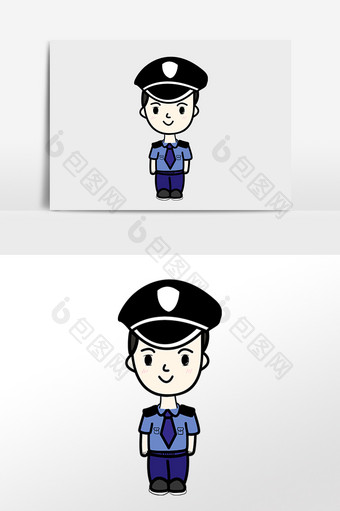 手绘卡通人民警察警务人员插画图片