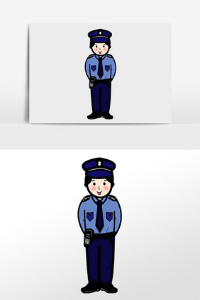 手绘人民警察交警叔叔插画