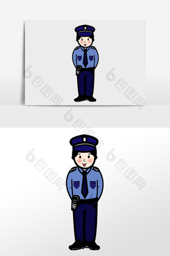 手绘人民警察交警叔叔插画图片