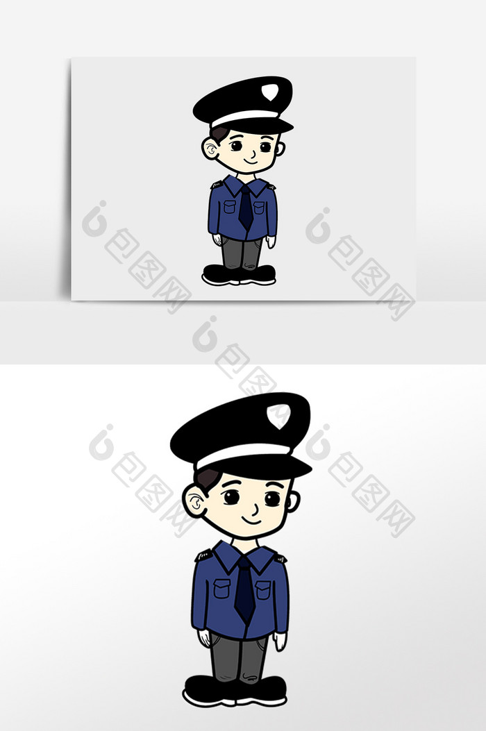 手绘交警警察警务人员插画