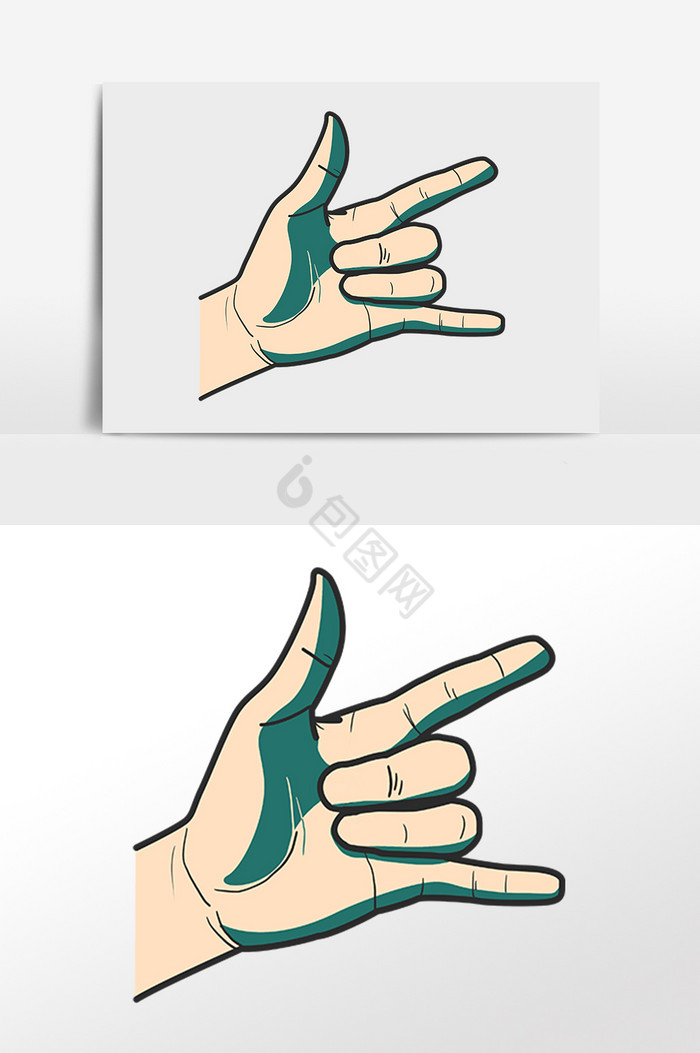 手指姿势摇滚手势插画图片