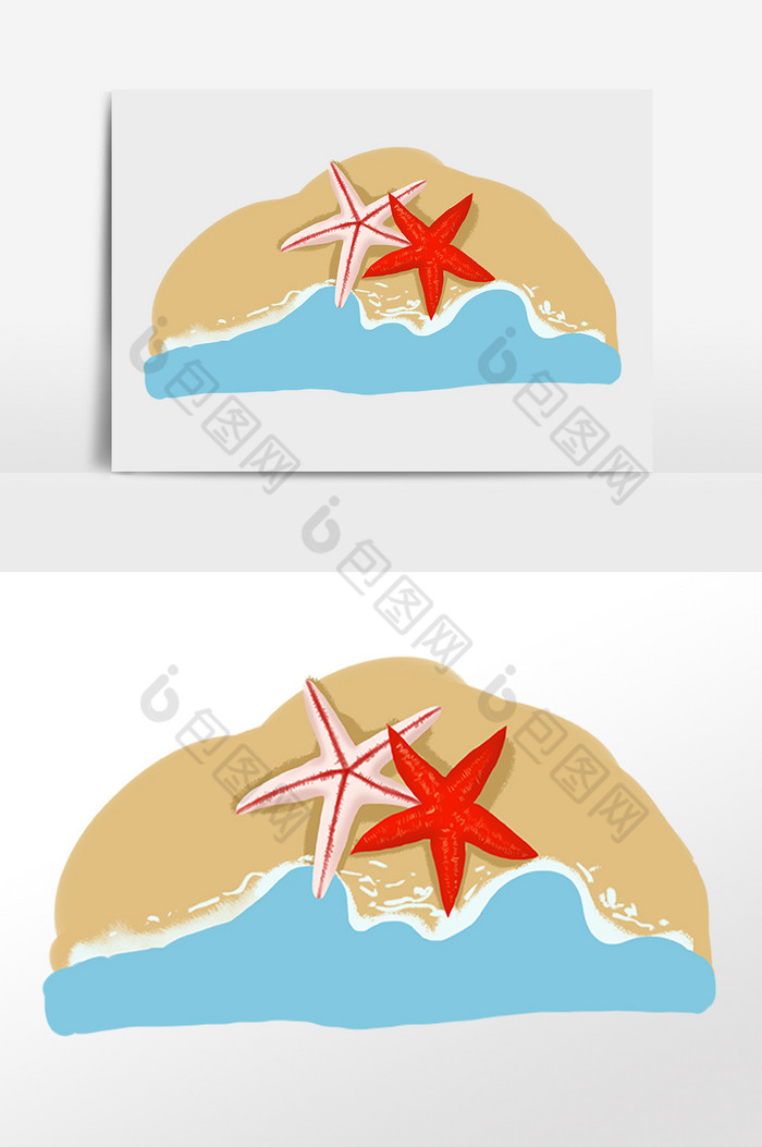 夏季海滩旅游生物海星插画图片图片
