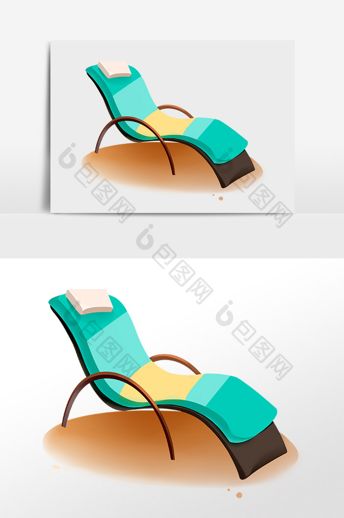 夏季海滩旅游躺椅插画图片图片