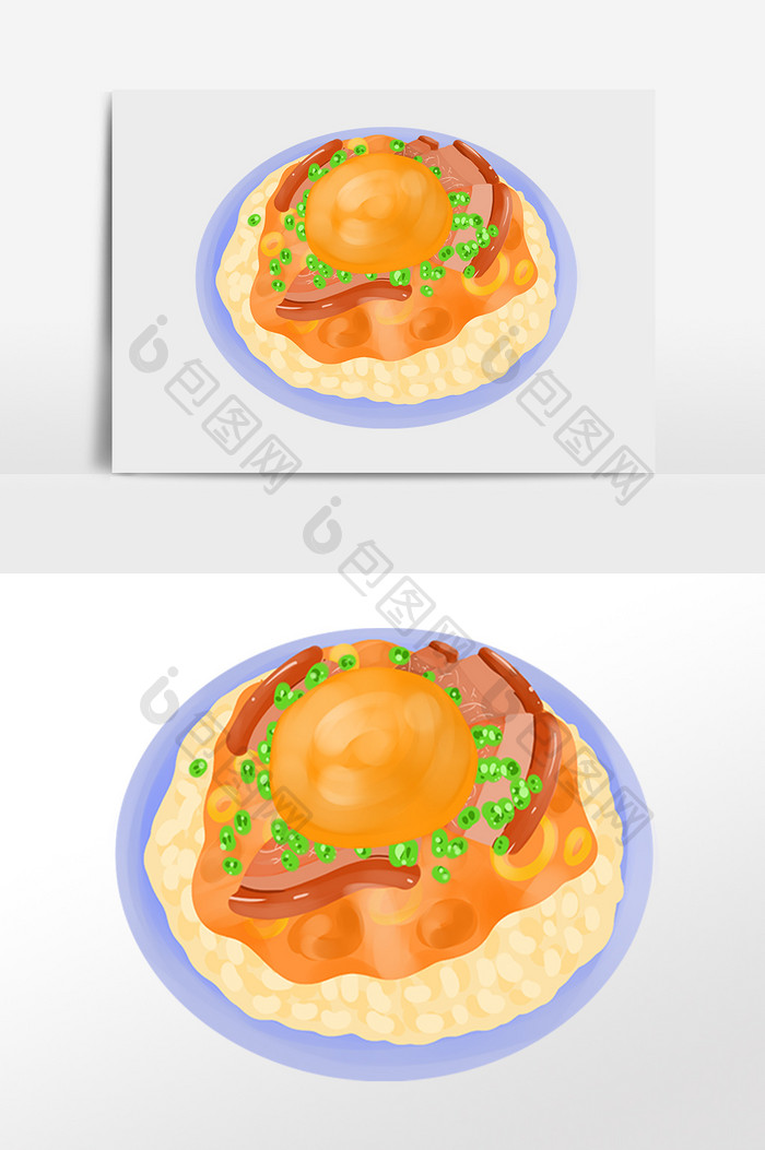 手绘餐饮美食美味午餐食物插画